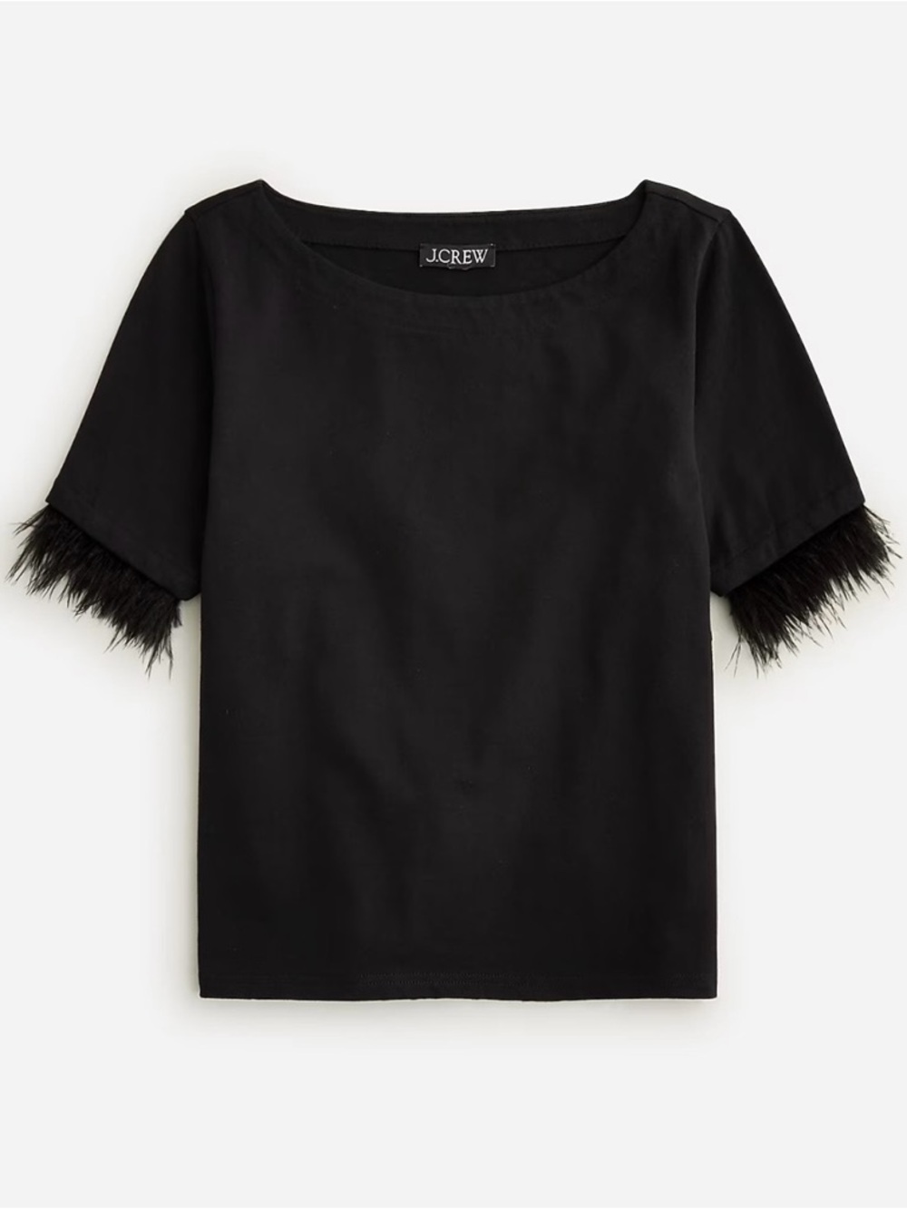 J.Crew Mariner jersey cropped boatneck T-shirt with feathers